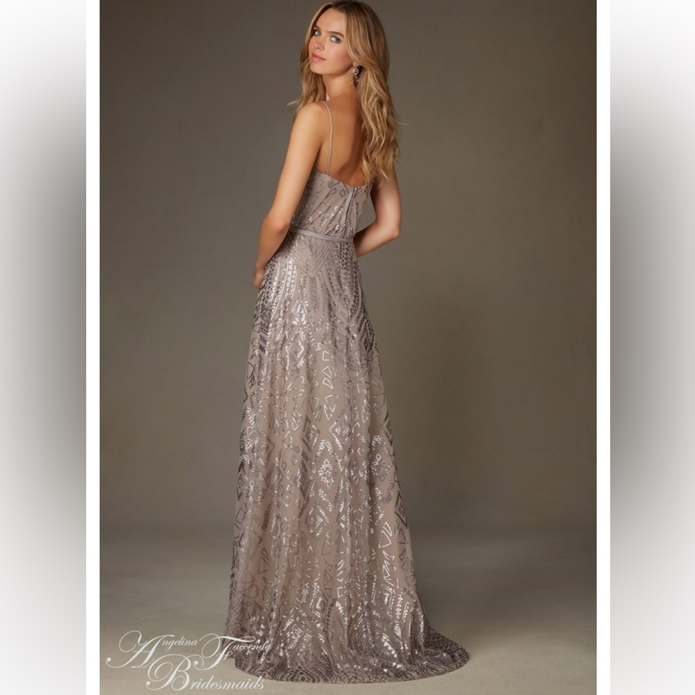 Angelina Faccenda Taupe gown formal dress Size 4 style# 20477 Pre worn - Picture 2 of 8